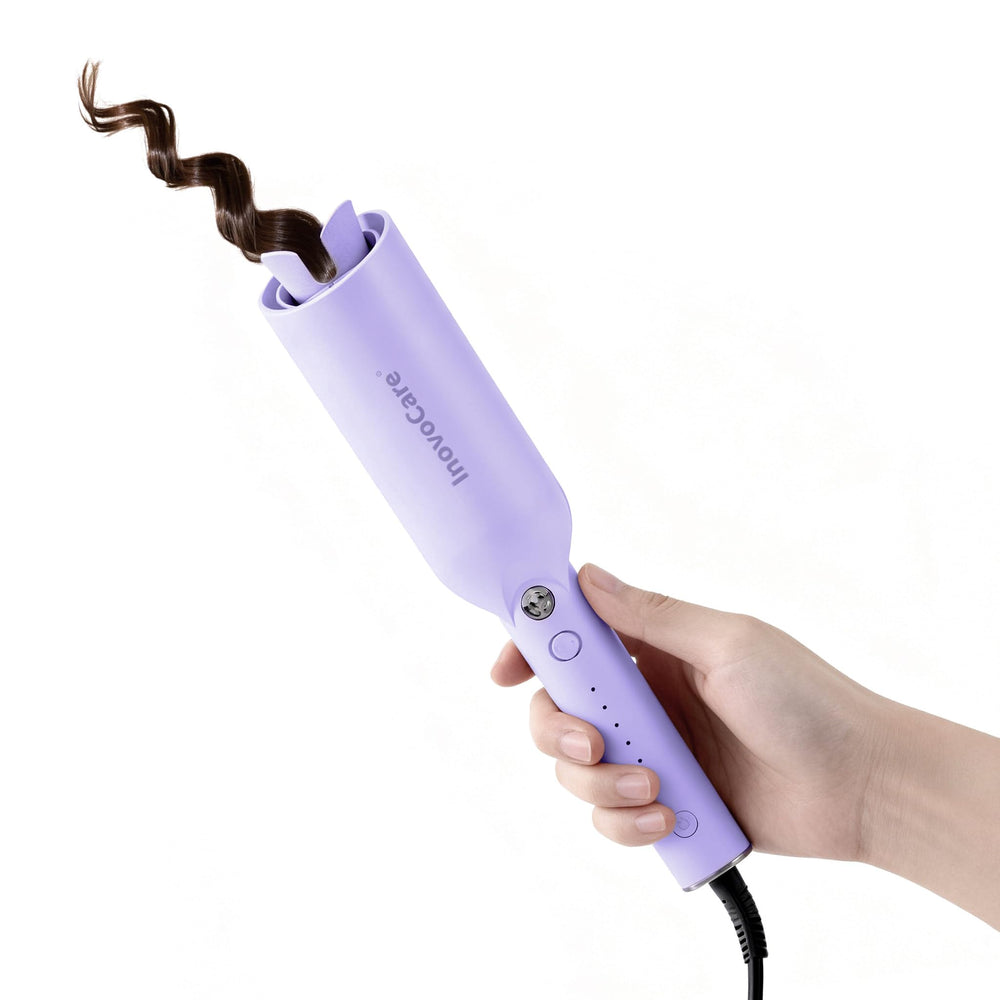 InovoCare CurlPro Plus long-barrel close-up for effortless curls with one-button control.