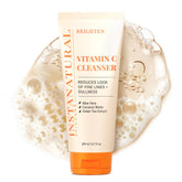 InstaNatural Vitamin C Cleanser bottle front shows a bright, refreshed complexion possible results.