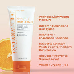 InstaNatural Vitamin C Moisturizer jar closeup reveals creamy texture for easy application.