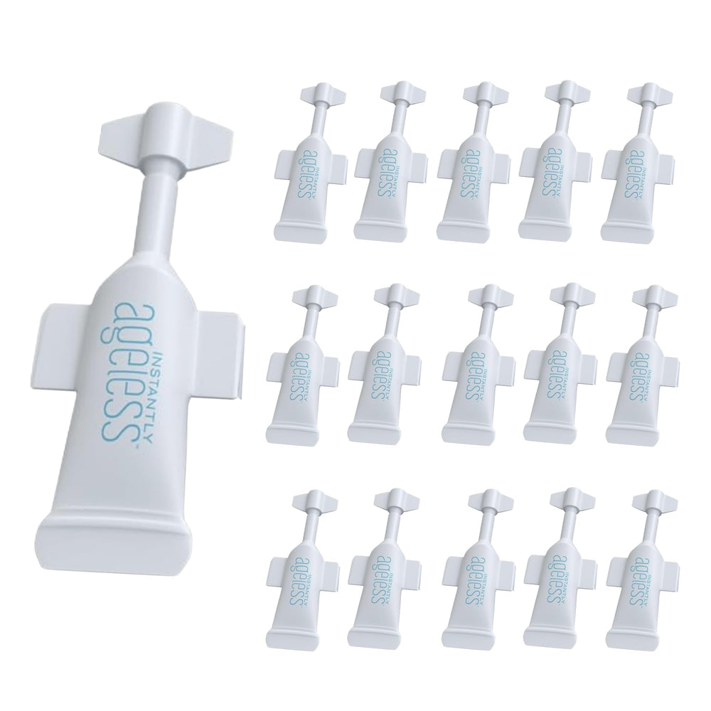 Instantly Ageless eye bag remover demonstrates quick puffiness relief for a brighter under-eye area.