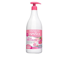 Instituto Español NutritiveBody Milk rosehip bottle nourishes skin with light hydration.