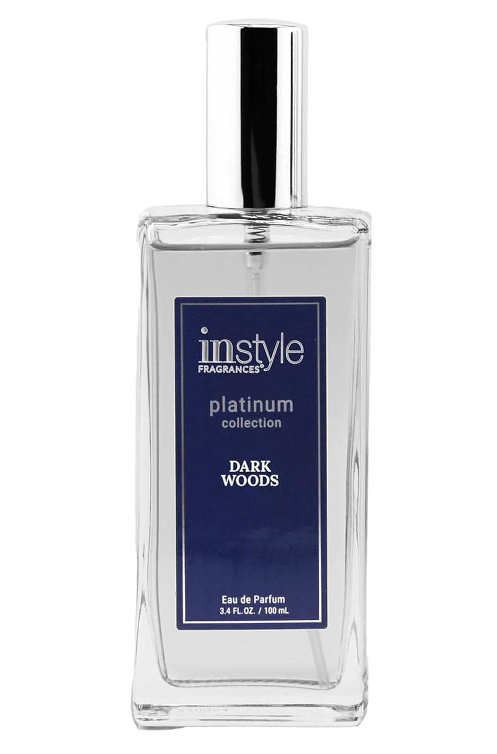 InStyle Fragrances Dark Woods bottle highlights a seductive vanilla-forward profile, ideal for evening wear