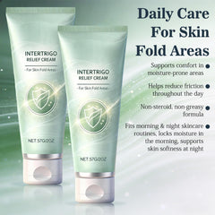 Applying Intertrigo Relief Cream to a skin fold reduces friction.