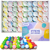 INTEYE 54-piece bath bombs gift set in kraft packaging for gifting and self-care.