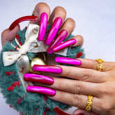 IntoVibes Purple Shimmer XL nails with curved down groove for a natural, salon-quality look.