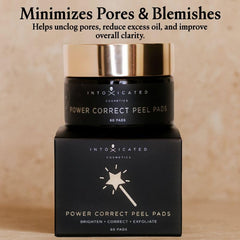 Intoxicated Cosmetics Power Correct Peel Pad texture close-up highlighting exfoliating properties.