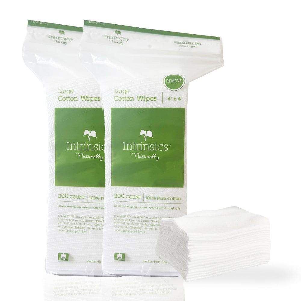 Intrinsics large cotton squares 4x4 pad ready to unfold for efficient makeup removal