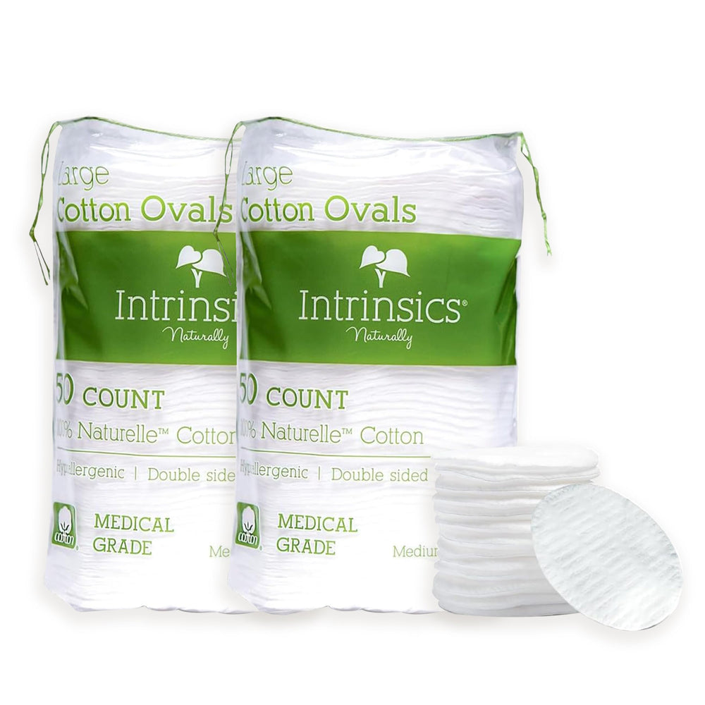 Intrinsics Premium Cotton Ovals pack of 100 for makeup removal