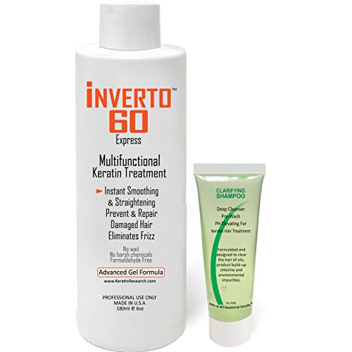 INVERTO REVOLUTION 60 bottle demonstrates formaldehyde-free keratin for smoothing and shine.