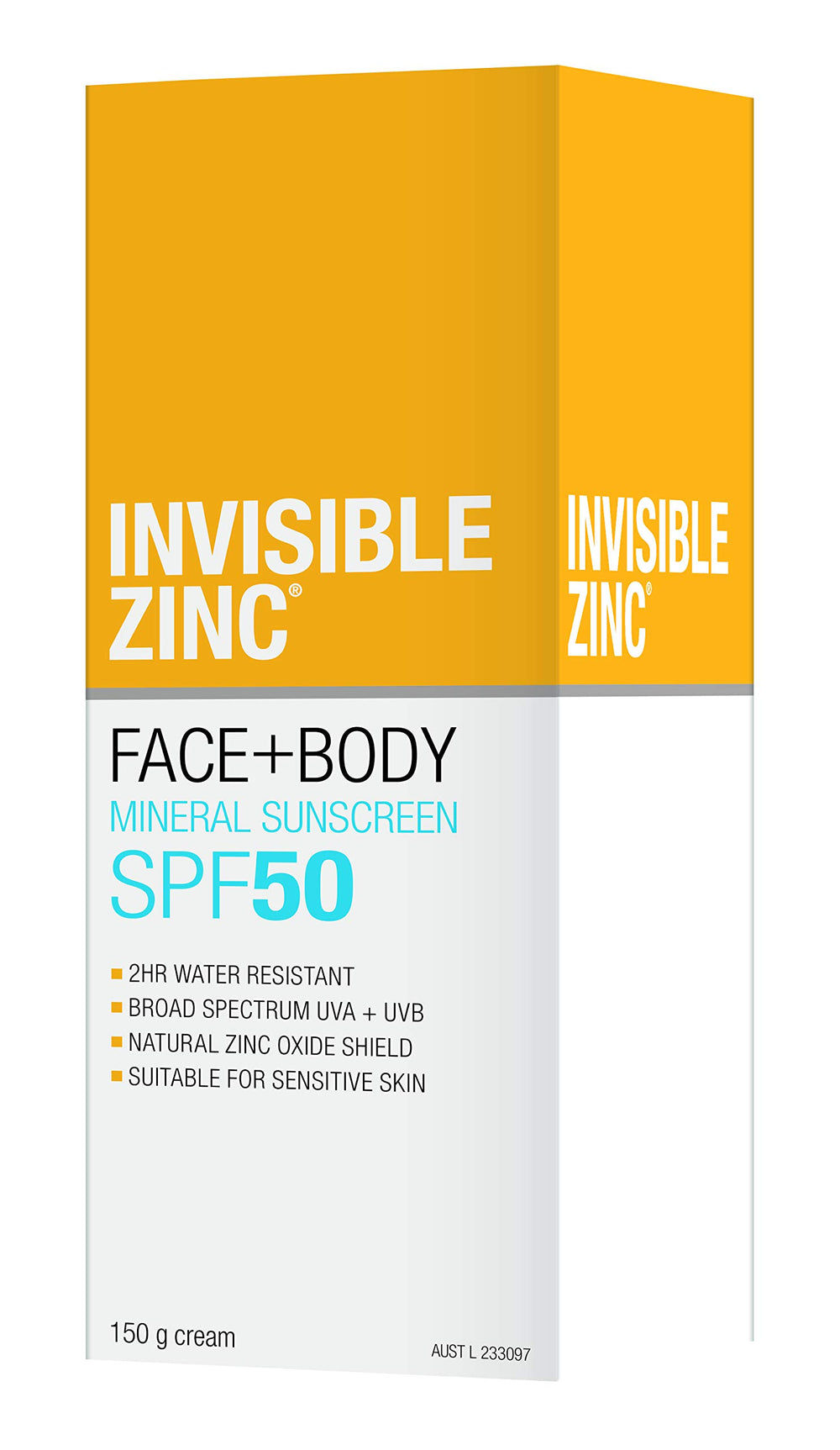 Invisible Zinc Face + Body SPF 50 bottle ready for daily use