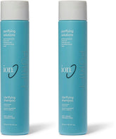 Ion Clarifying Shampoo bottle demonstrates cleansing power to remove buildup safely.