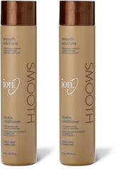 Ion Keratin Smoothing Conditioner bottle pour showing sulfate-free frizz control
