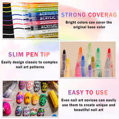 IONSGAKO quick-dry, waterproof nail pens for long-lasting DIY nail art at home.