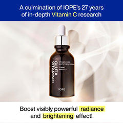 IOPE Gluta Vitamin C Serum swirl on skin showing radiant glow and texture