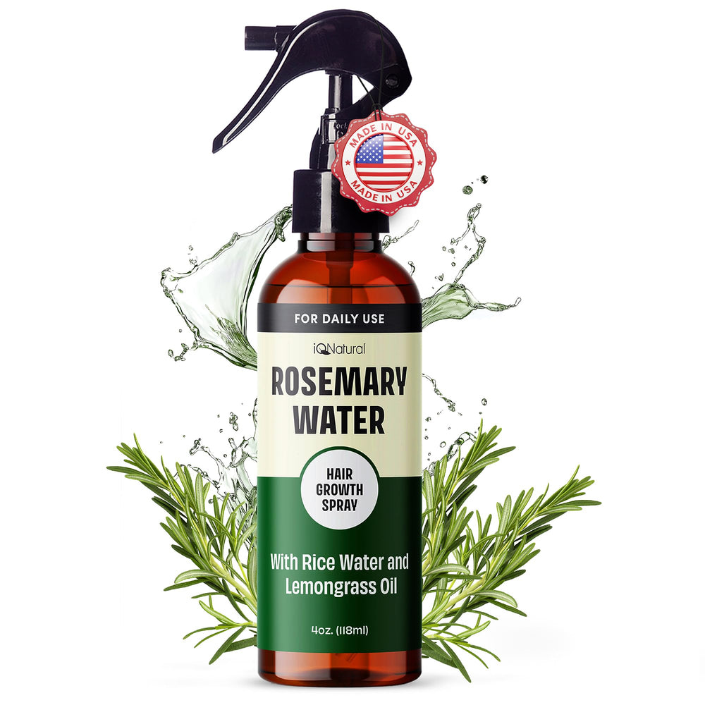 IQNATURAL rosemary water spray bottle front for daily scalp refresh and lightweight hair care