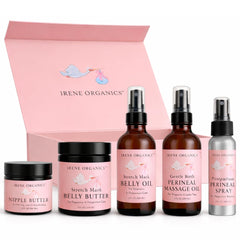 Irene Organics Belly Butter hydrates and supports stretching skin during pregnancy.