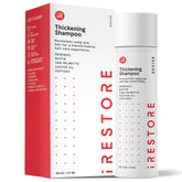 iRestore anti-hair-loss shampoo bottle highlighting biotin formula for thinning hair control.