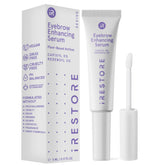 iRestore Eyebrow Growth Serum bottle highlighting vegan prostaglandin-free formula for healthier brows