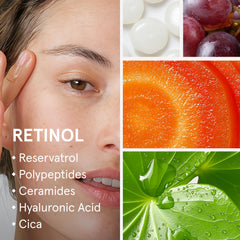 irestore retinol serum with peptides and hyaluronic acid for hydration.