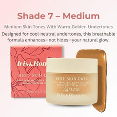Arm swatch displays sheer, buildable coverage with a radiant glow.