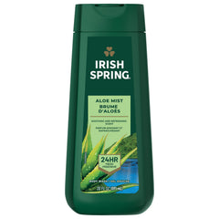 Irish Spring Aloe Mist bottle 4-pack on display, offering value and freshness.