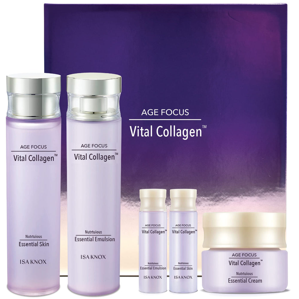 Isa Knox Vital Collagen Toner bottle close-up for smooth skin prep.