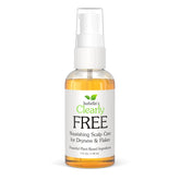 Isabella's Clearly FREE bottle pour shows a lightweight scalp oil for daily comfort