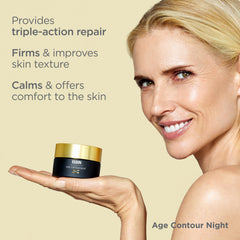 ISDIN Age Contour Night Cream face application shows smooth, even coverage on skin.