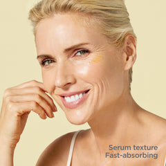 Close-up of Flavo-C texture swirl shows smooth, hydrated skin.