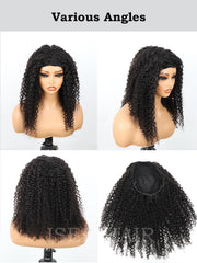 ISEE half wig kinky curly texture closeup shows voluminous, bouncy hair