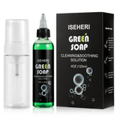 iseheri ultra-concentrated green soap tattoo 4oz bottle provides gentle pre-clean for skin.