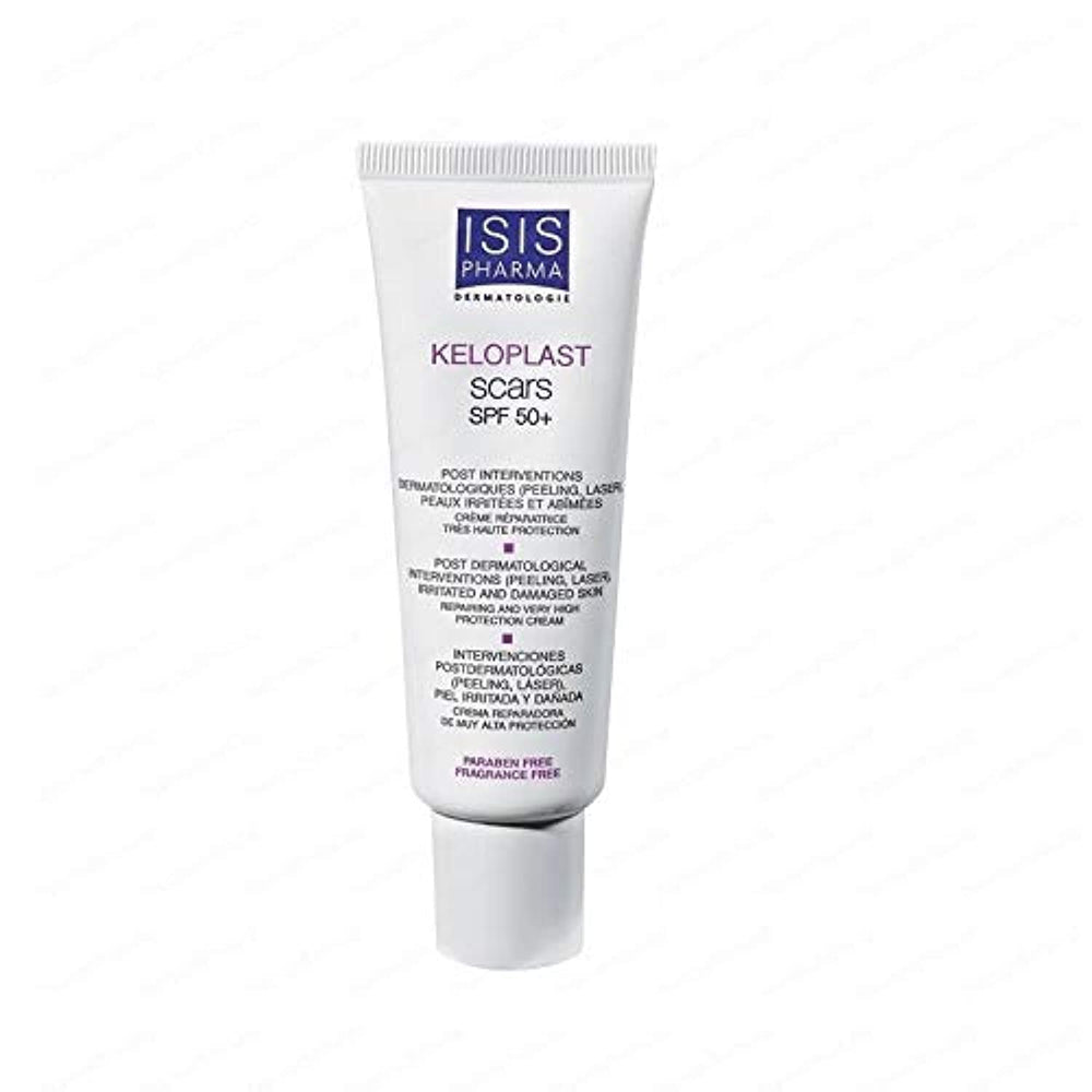 ISIS Pharma KELOPLAST scars SPF50+ repairing cream 40ml jar protects irritated skin with mineral SPF50+
