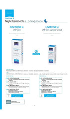IsisPharma Unitone 4 White Advanced label closeup highlights product details.