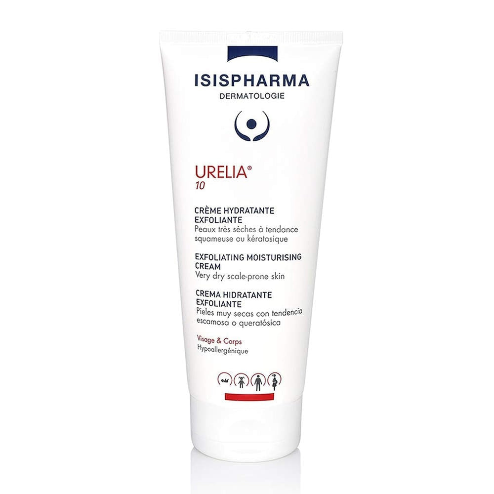 IsisPharma Urelia 10 cream in tube packaging supports hydration and smoothing.