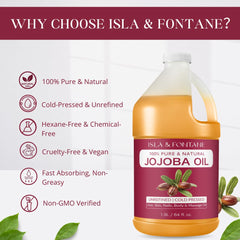 Pour shot of ISLA & FONTANE Jojoba Oil demonstrates lightweight, non-greasy skin moisture.
