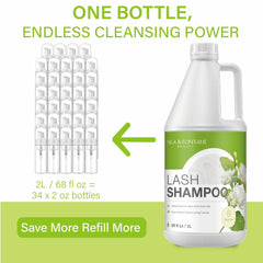 ISLA & FONTANE Lash Shampoo foam texture, rich airy lather.