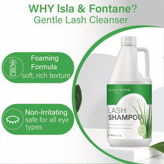 ISLA & FONTANE Lash Shampoo foaming texture highlighting gentle cleansing