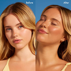 Isle of Paradise application on face for an even, radiant tone.