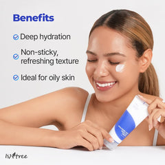 IsNtree Hyaluronic Acid Aqua Gel Cream swatch applied signaling fast absorption