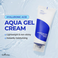 IsNtree Hyaluronic Acid Aqua Gel Cream gel texture close-up for a refreshing finish