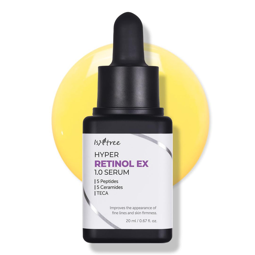 IsNtree Hyper Retinol EX 1.0 serum bottle on a clean vanity for easy nightly use.
