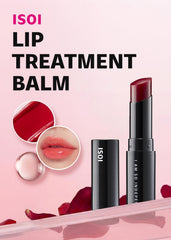 ISOI Berry Rose lip balm dewy gloss swatch with subtle color.