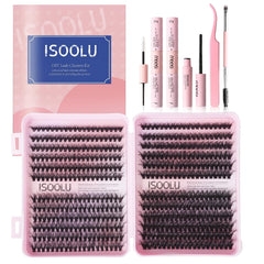 ISOOLU Fairy Lash Clusters Kit packaging, premium tools for easy DIY application.