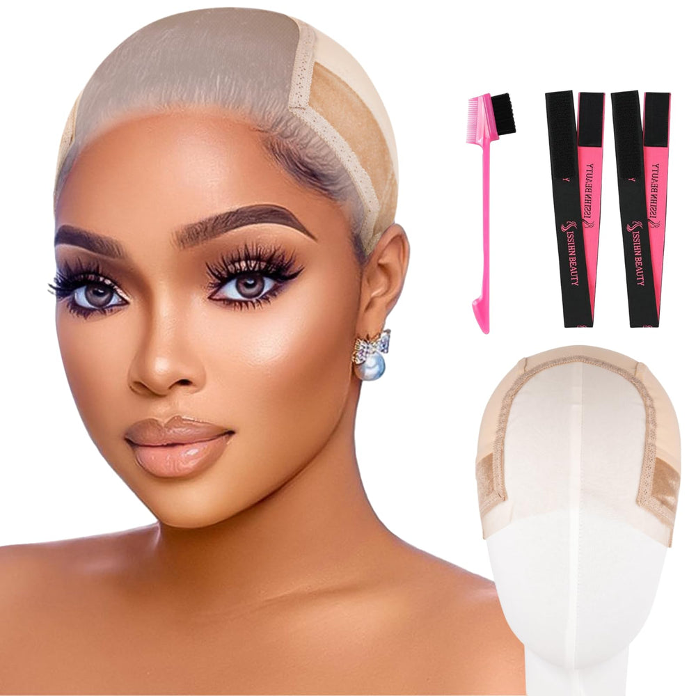Isshin Beauty lace wig grip cap front view showing secure, non-slip wear.