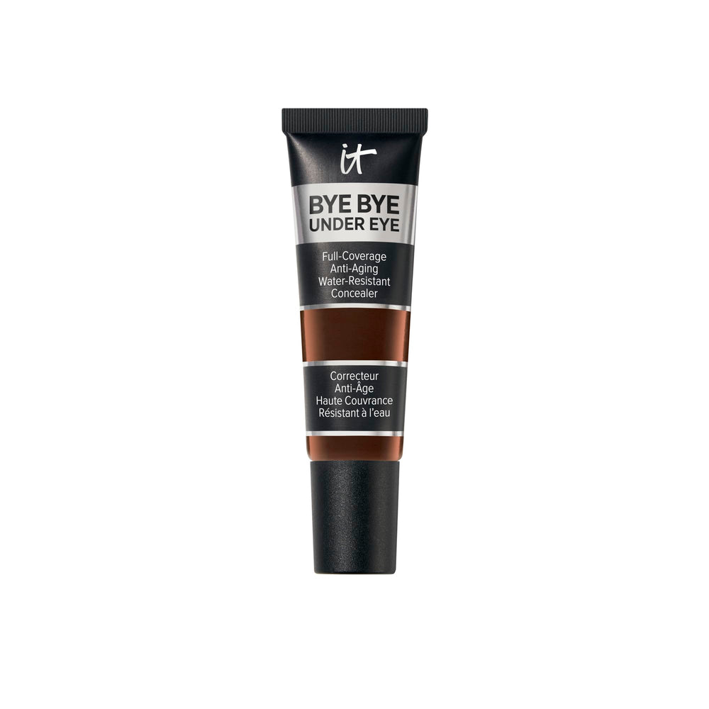IT Cosmetics Bye Bye Under Eye Concealer Deep Ebony packaging emphasizes durability and shade.