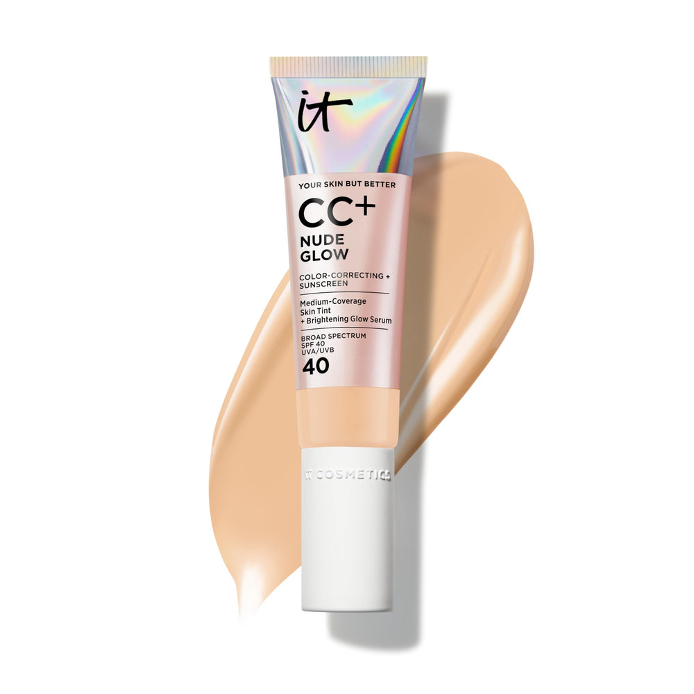 Bouteille-pompe IT Cosmetics CC+ Nude Glow pour une application précise et légère