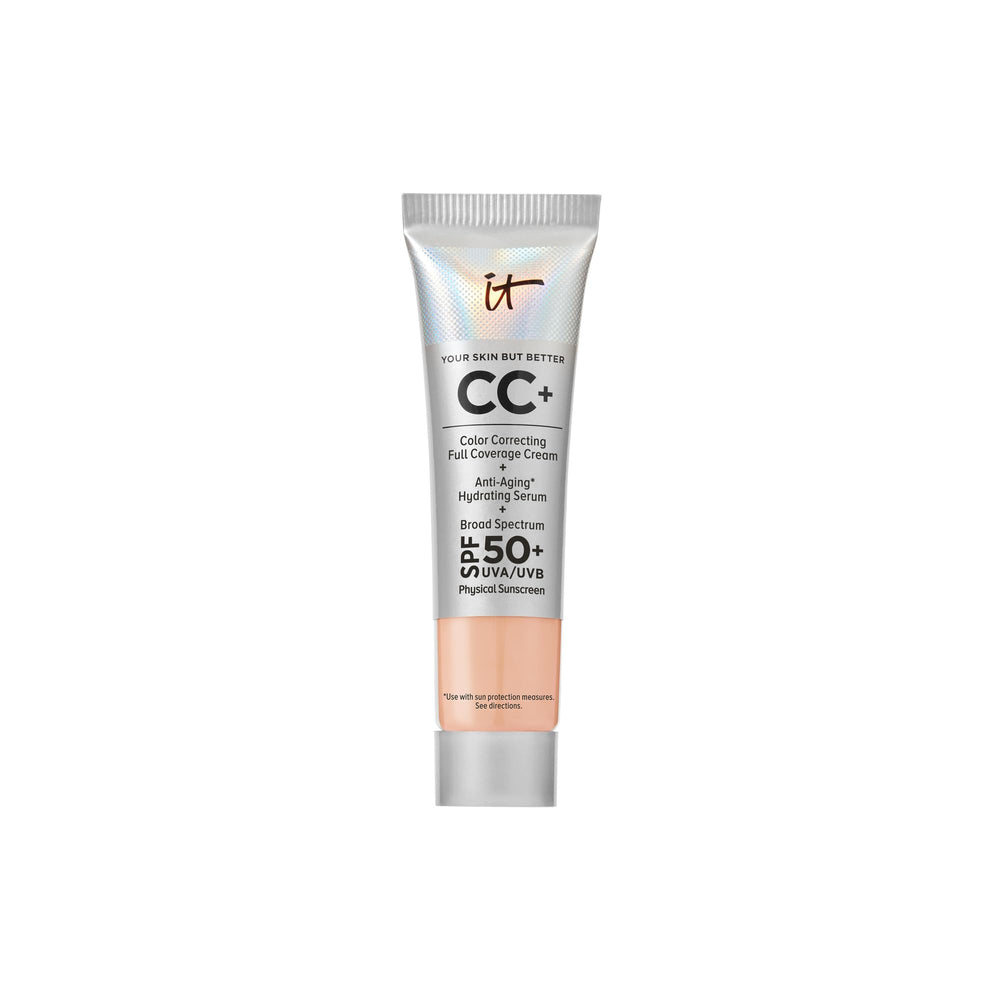 IT Cosmetics CC+ Cream Travel bottle pour showing easy dispensing and coverage.