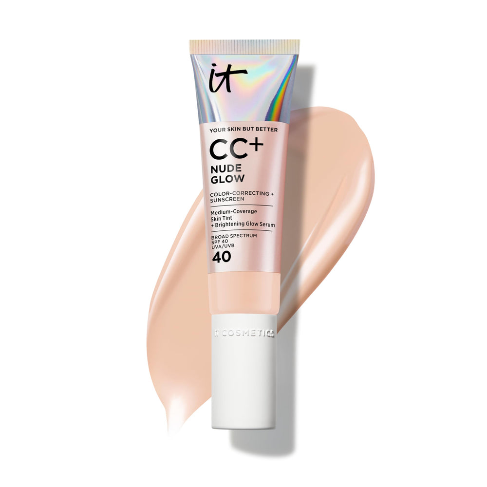IT Cosmetics CC+ Nude Glow bottle with luminous finish for radiant, even-toned skin