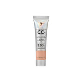IT Cosmetics CC+ Cream Travel bottle pump demonstrates on-the-go foundation application