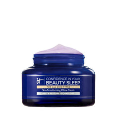 IT Cosmetics Confidence in Your Beauty Sleep bottle close-up showing hydrating night cream.